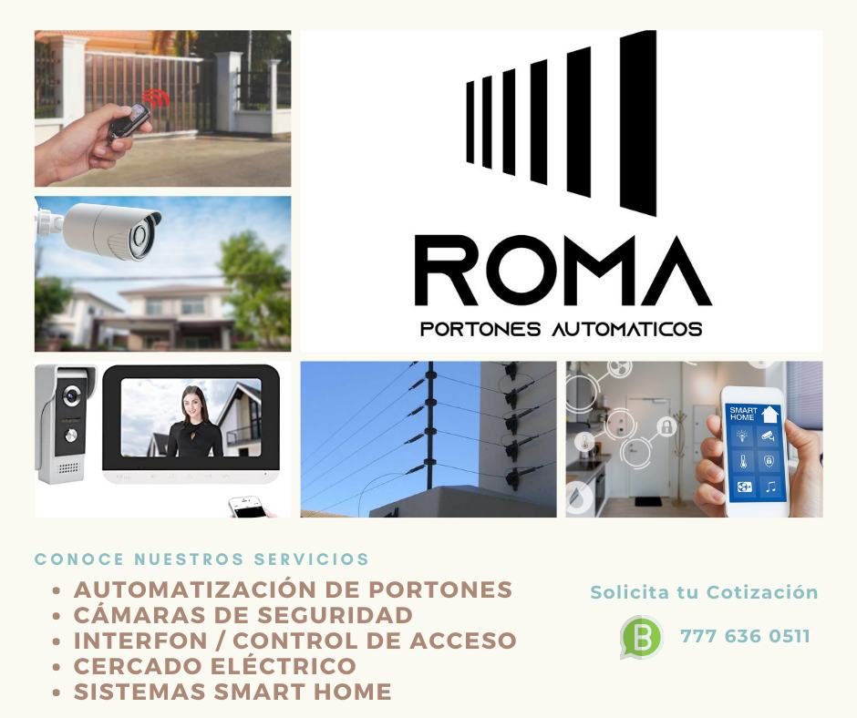 Servicios de ROMA: portones automáticos, cámaras, interfon, cercado eléctrico, smart home
